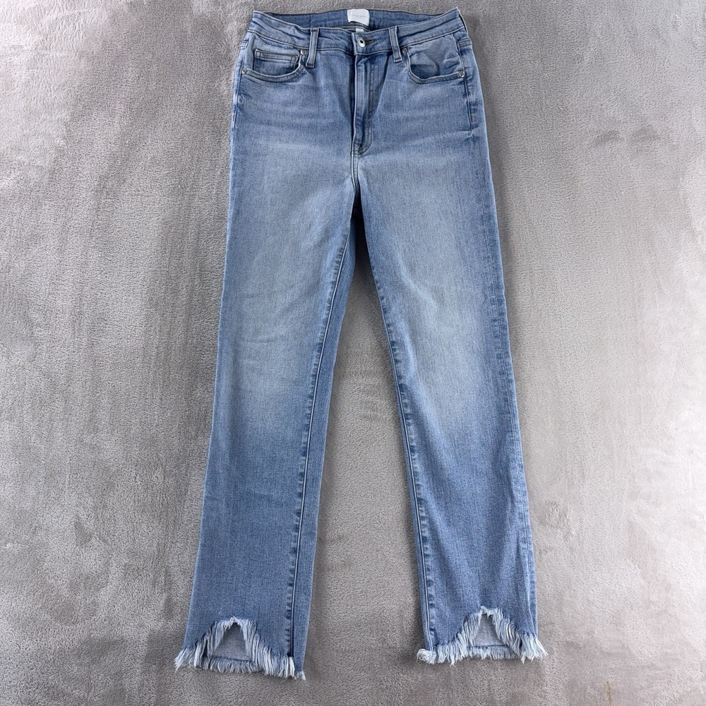 Jonathan Simkhai River Frayed Jeans Womens Size 28x27‎ Blue High Rise Raw Hem